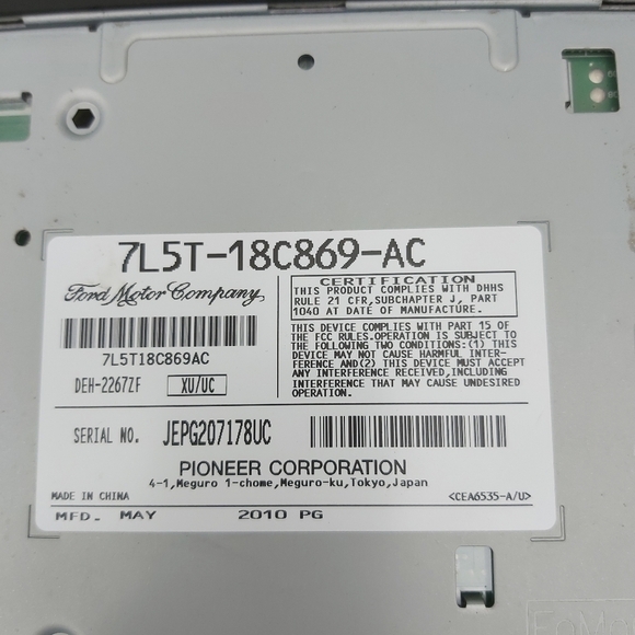 Ford Ranger 2007-2011 7L5T-18C869-AC single CD player MP3 radio AM/FM receiver - Picture 2 of 6